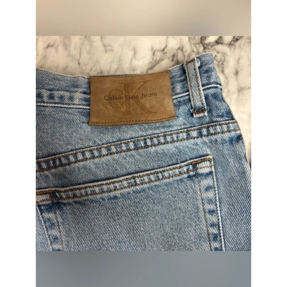 Calvin Klein 90s 100% Cotton light Blue Denim Jeans patch logo  13/14 Vintage